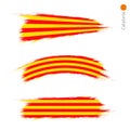 Set of 3 grunge textured flag of Catalonia