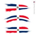 Set of 3 grunge textured flag of Dominican Republic