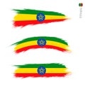 Set of 3 grunge textured flag of Ethiopia