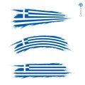 Set of 3 grunge textured flag of Greece