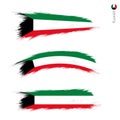 Set of 3 grunge textured flag of Kuwait Royalty Free Stock Photo