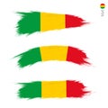 Set of 3 grunge textured flag of Mali