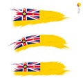 Set of 3 grunge textured flag of Niue