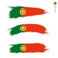 Set of 3 grunge textured flag of Portugal