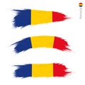 Set of 3 grunge textured flag of Romania