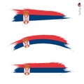 Set of 3 grunge textured flag of Serbia