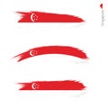 Set of 3 grunge textured flag of Singapore