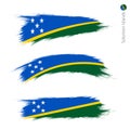 Set of 3 grunge textured flag of Solomon Islands