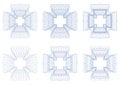 Set of guilloche rosettes PNG format.