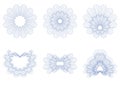 Set of guilloche rosettes PNG format. Royalty Free Stock Photo