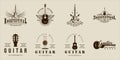 set of guitar logo vintage vector illustration template icon graphic design. bundle collection of acoustic and electric music Royalty Free Stock Photo