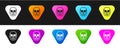 Set Guitar pick icon isolated on black and white background. Musical instrument. Vector Royalty Free Stock Photo