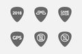 Set of guitar plectrums with technology related icons