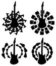 Set of Guitars on abstract black decoration