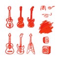 Set of guitars made marker. Royalty Free Stock Photo