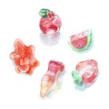 Set of gummy marmalade watercolor