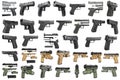 Set guns police, military Royalty Free Stock Photo