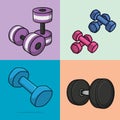 Set of Gym Fitness elements vector illustration. Gym exercise icon concept Royalty Free Stock Photo