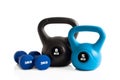 Gym kettlebells and dumbbells isolation