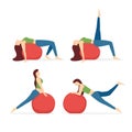 Set of Gymnastic Poses with a Ball Royalty Free Stock Photo