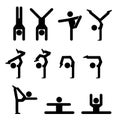 Set of gymnastics icon in silhouette