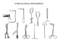 Set gynecological obstetrical instruments set