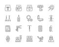 Set of Gynecology Line Icons. Thermometer, Pregnancy Test, Tampon and more