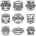 Set of gyro scooter emblems. Design elements for logo, label, sign, poster, card. Royalty Free Stock Photo