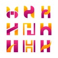 Set of H Letter Logo Set Collection Gradient Modern Alphabet Logo Vector Simple Business Design Template Initial Monogram Icon Royalty Free Stock Photo