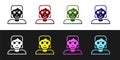 Set Hacker or coder icon isolated on black and white background. Programmer developer working on code, coding, testing Royalty Free Stock Photo