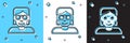 Set Hacker or coder icon isolated on blue and white, black background. Programmer developer working on code, coding Royalty Free Stock Photo