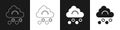 Set Hail cloud icon isolated on black and white background. Vector