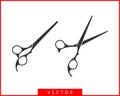 Set hair cut scissor icon. Scissors vector design element or logo template. Black and white silhouette isolated Royalty Free Stock Photo