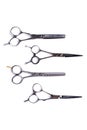 Set of hair cutting shears on white background. Royalty Free Stock Photo