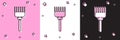 Set Hairbrush icon isolated on pink and white, black background. Comb hair sign. Barber symbol. Vector Illustration Royalty Free Stock Photo