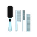 Set of hairbrushes in flat style. Vector illustration for design