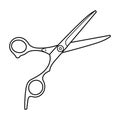 Set of Hairdress barber scissors, professional salon tools. Hairdressing design element. Outline doodle vector