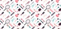 Set hairdresser tools and accessories collection beauty salon concept seamless pattern