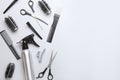 Set of hairdresser tools and accessories on light background Royalty Free Stock Photo