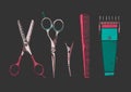 Set of hairdressers tools Royalty Free Stock Photo