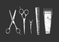 Set of hairdressers tools Royalty Free Stock Photo