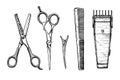 Set of hairdressers tools Royalty Free Stock Photo