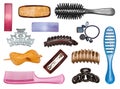 Set of hairpins and hairbrushes Royalty Free Stock Photo