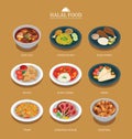 Set of halal food menu flat design