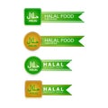 Set of halal tag label collection design isolated on white background