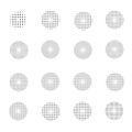 Set of Halftone circles on white background.Collection of halftone effect dot patterns.Vector illustration. Royalty Free Stock Photo