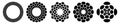 Set of halftone dots vector circles. Circular geometric motif. Design elements. Halftone icons Royalty Free Stock Photo