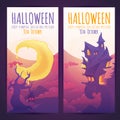 Set of Halloween banners with spooky haunted house Royalty Free Stock Photo