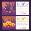 Set of Halloween banners with spooky haunted house