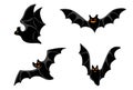 Set of Halloween Bats. Hand drawn doodle design element for poster, banner, t shirt, card, flyer, invitation Royalty Free Stock Photo